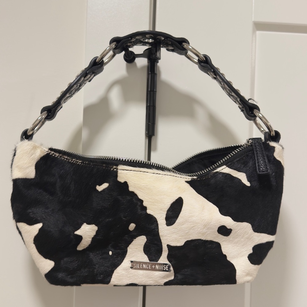 Silence + Noise Cow Print Shoulder Bag - Picture 1 of 3